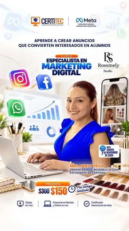 Melannie Vega de Rossmely Studio, caso de éxito del Curso Especialista en Marketing Digital