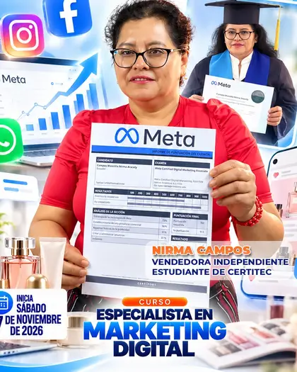 Nirma Campos, caso de éxito del Curso Especialista en Marketing Digital